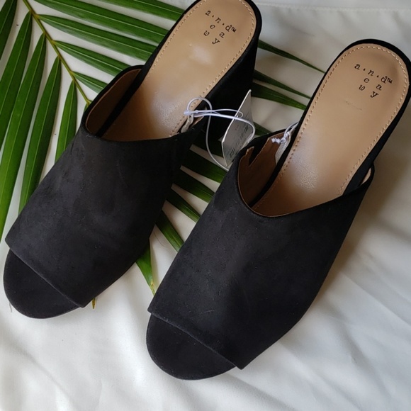 Women's Block Heel Mules-black - Picture 2 of 7